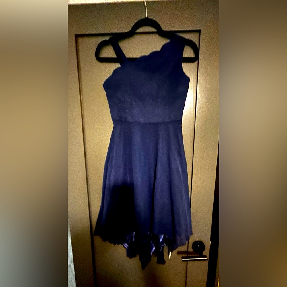 Junior, bridesmaid, dress, girls, dress, formal, dark, blue, one shoulder, nwt